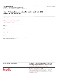 GAC - Newfoundland and Labrador Section Abstracts: 2019 Spring Technical Meeting