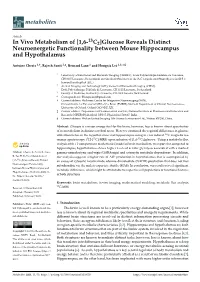 In Vivo Metabolism of [1,6-13C2]Glucose Reveals Distinct