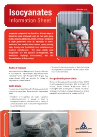 Isocyanates November 2010 Information Sheet