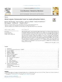 Organic Frameworks Based on Multicarboxylate Linkers