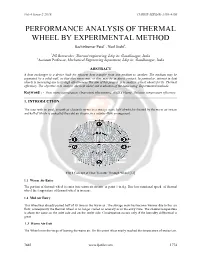 Performance Analysis of Thermal Wheel by Experimental Method
