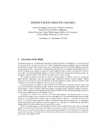PERMUTATION GROUPS (16W5087)