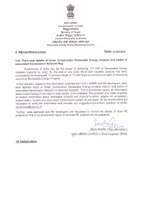 Report of Under Construction Renewable Energy Projects