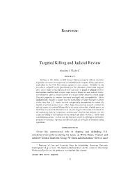 RESPONSE Targeted Killing and Judicial Review