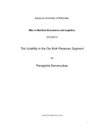 The Volatility in the Dry Bulk Panamax Segment Panagiotis Demeroukas