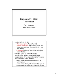 Games with Hidden Information