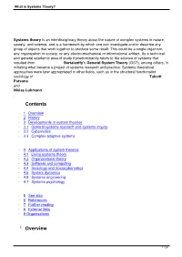 What Is Systems Theory?