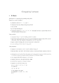 Computing Lectures