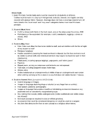 Dress Code 1. Basic Principle: Certain Body Parts Must Be Covered for All Students at All Times