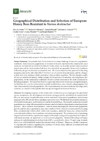 Geographical Distribution and Selection of European Honey Bees Resistant to Varroa Destructor