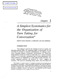 Asimplest Systematicsfor Theorganization of Turntaking For
