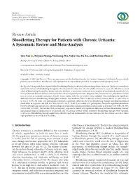 Bloodletting Therapy for Patients with Chronic Urticaria: a Systematic Review and Meta-Analysis