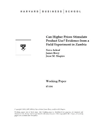 Can Higher Prices Stimulate Product Use? Evidence from a Field Experiment in Zambia