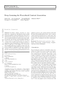Deep Learning for Procedural Content Generation
