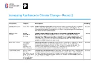 Increasing Resilience to Climate Change - Round 2