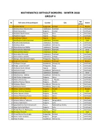 Mathematics Without Borders - Winter 2018 Group 4