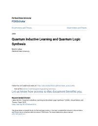 Quantum Inductive Learning and Quantum Logic Synthesis