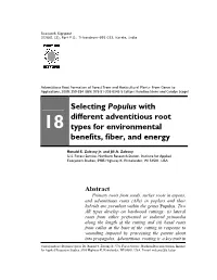 Selecting Populus with Different Adventitious Root Types For