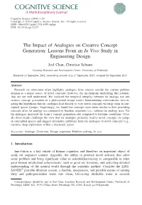 The Impact of Analogies on Creative Concept Generation: Lessons from an in Vivo Study in Engineering Design