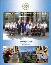 Activity Report 2019-2020 Office of the Lieutenant Governor of Nova Scotia
