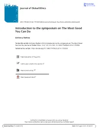 Introduction to the Symposium on the Most Good You Can Do