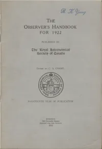 The Observer's Handbook for 1922
