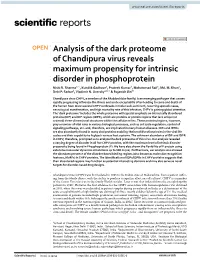 Analysis of the Dark Proteome of Chandipura Virus Reveals Maximum Propensity for Intrinsic Disorder in Phosphoprotein Nishi R