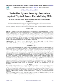 Embedded System Security: Prevention Against Physical Access Threats Using Pufs