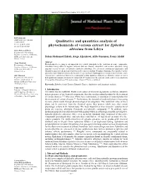 Qualitative and Quantities Analysis of Phytochemicals of Various Extract