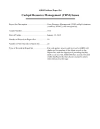 ASRS Database Report Set Cockpit Resource Management (CRM) Issues