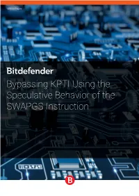 Bypassing KPTI Using the Speculative Behavior of the SWAPGS Instruction White Paper