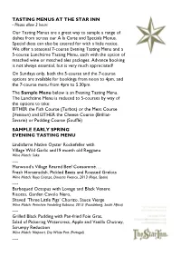 TASTING MENUS at the STAR INN - Please Allow 3 Hours