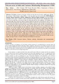 Telecom Sector in India and Customer Relationship Management (CRM)