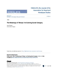 The Meanings of 'Sherpa': an Evolving Social Category