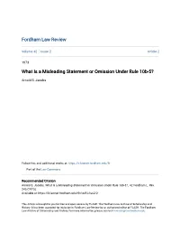 What Is a Misleading Statement Or Omission Under Rule 10B-5?