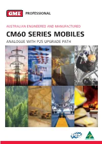 Cm60 Series Mobiles Analogue with P25 Upgrade Path Analogue Radio Configurations