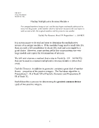 Euclidean Algorithm and Multiplicative Inverses