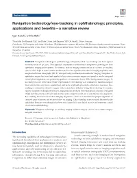 Navigation Technology/Eye-Tracking in Ophthalmology: Principles, Applications and Benefits—A Narrative Review