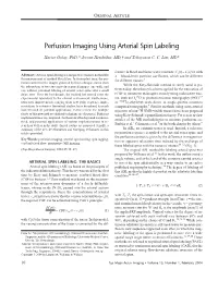 Perfusion Imaging Using Arterial Spin Labeling