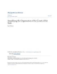 Simplifying the Organization of the Courts of the State Roy P
