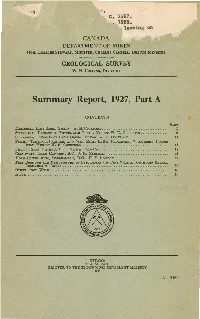 Summary Report, 1927, Part A