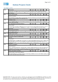 Sydney Program Guide