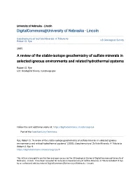 A Review of the Stable-Isotope Geochemistry of Sulfate Minerals in Selected Igneous Environments and Related Hydrothermal Systems