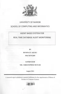 Agent Based System for Realtime Database Audit Monitoring