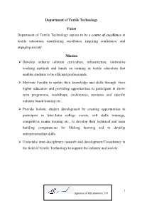 B.Tech Textile Technology –