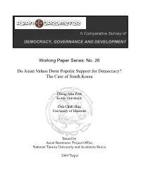 Do Asian Values Deter Popular Support for Democracy? the Case of South Korea