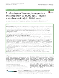 (HCMV Pp65) Induced Anti-Dsdna Antibody in BALB/C Mice Ao Hohsieh1, Chin Man Wang2, Yeong-Jian Jan Wu3, Albert Chen4, Ming-I Chang5 and Ji-Yih Chen3*