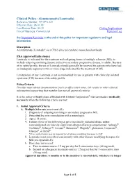 Alemtuzumab (Lemtrada) Reference Number: CP.CPA.325 Effective Date: 06.01.18 Last Review Date: 05.19 Coding Implications Line of Business: Commercial Revision Log