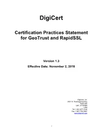 For Geotrust and Rapidssl