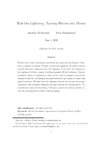 Ride the Lightning: Turning Bitcoin Into Money